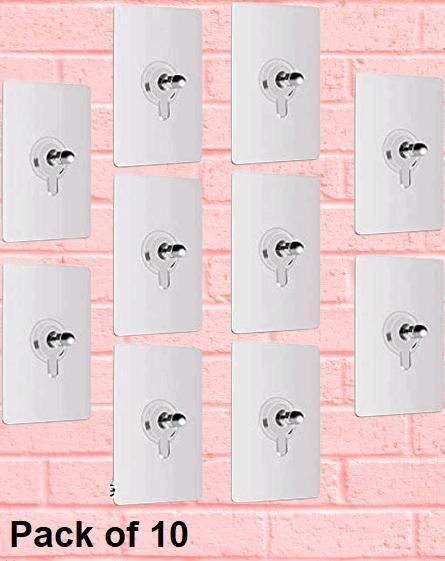 Self Adhesive Heavy Duty Hooks for Wall - (Pack of 10)