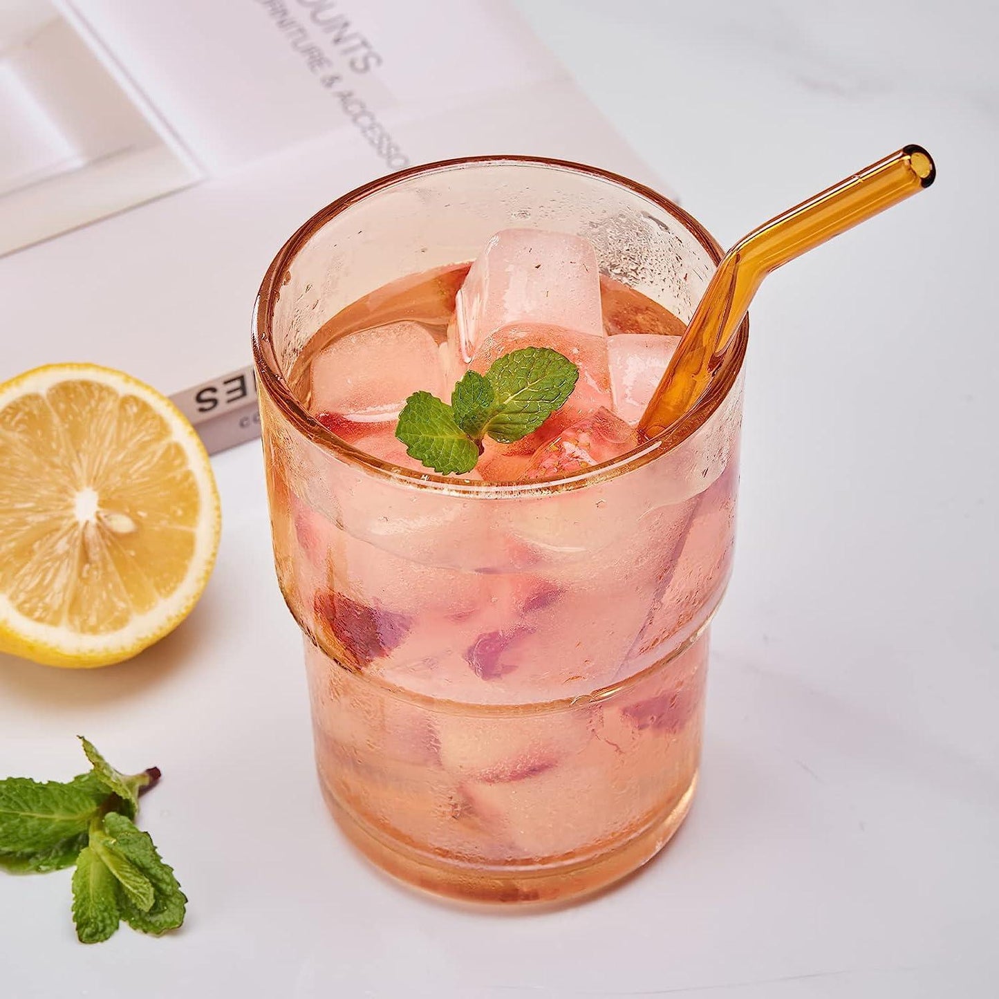 Glass Water Bottle with Straw | 300ml