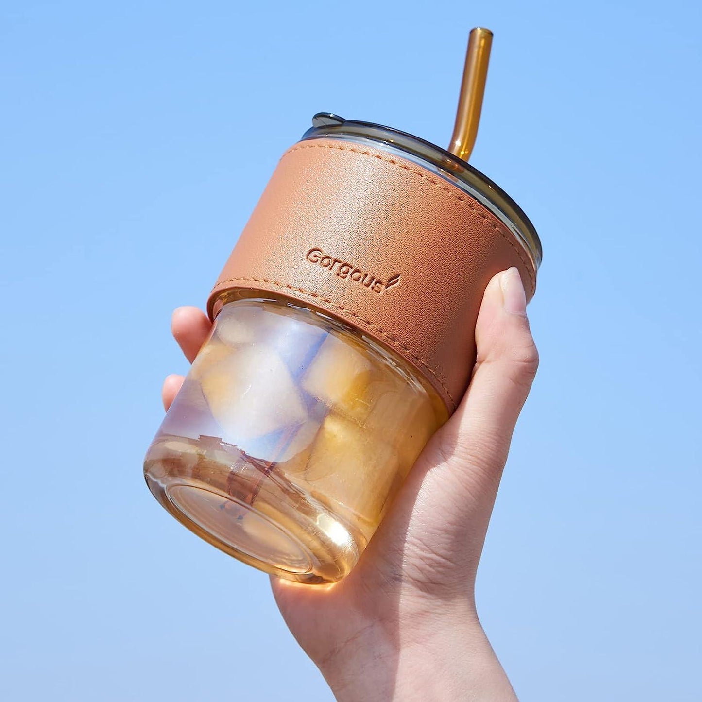 Glass Water Bottle with Straw | 300ml