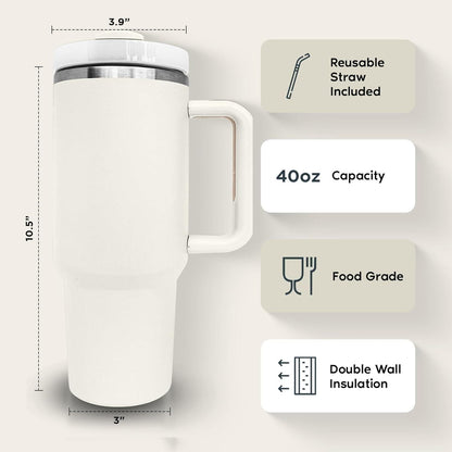 Tumbler with Lid and Straw 1200ML | Stainless Steel Vacuum Insulated Cup