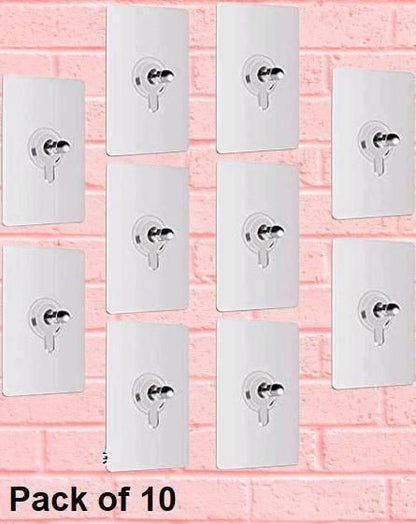 Self Adhesive Heavy Duty Hooks for Wall - (Pack of 10)