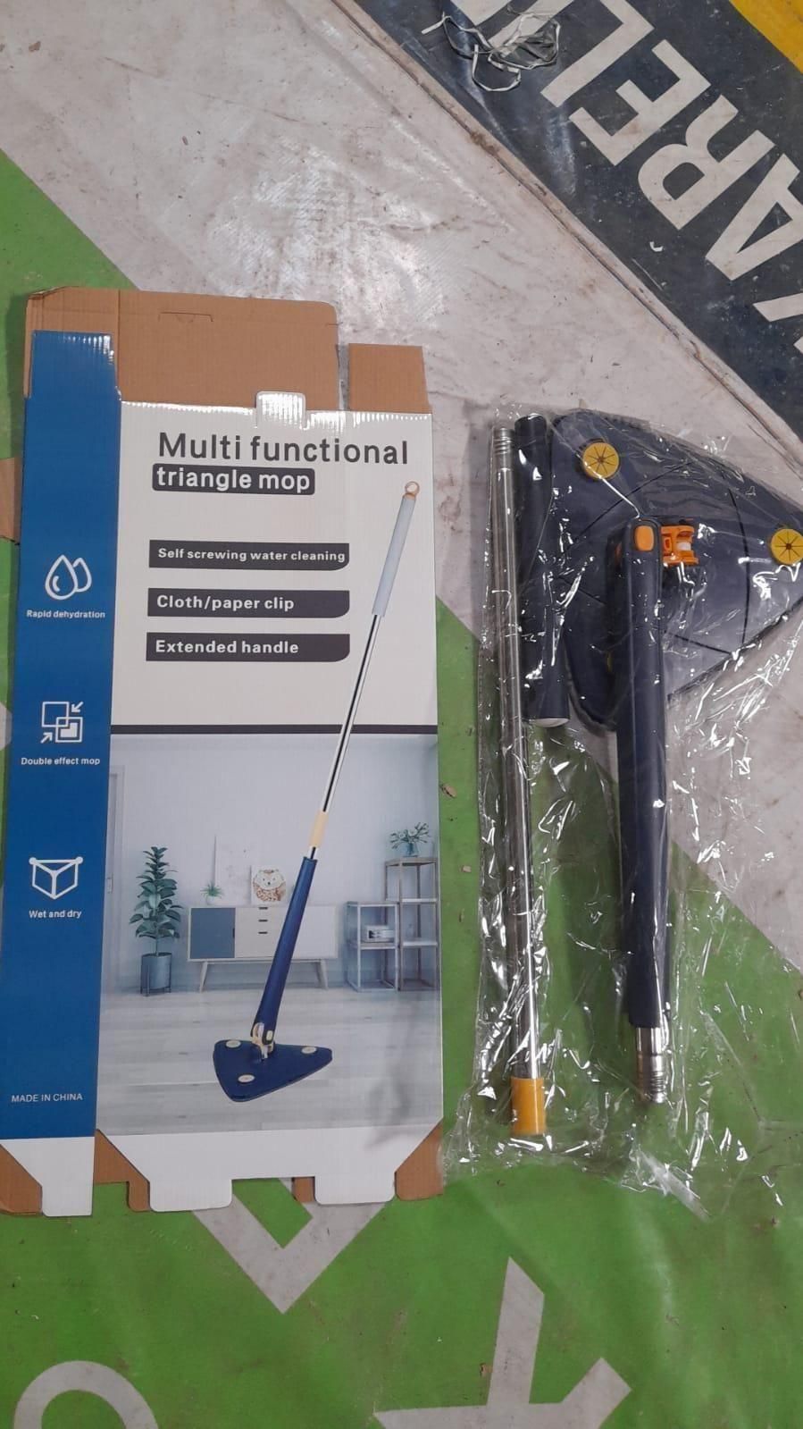 Blue Squeezing Triangle Cleaning Mop with Stainless Steel Long Handle